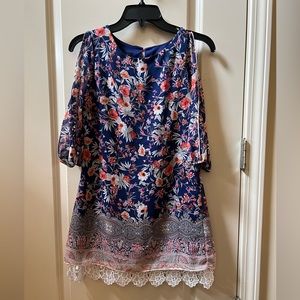 🍁Cute Fall Orange and Navy Amy Byer Girls 💯% Polyester Dress Size 10🍁